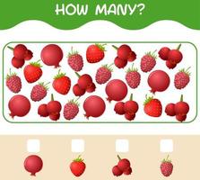 How many cartoon fruits. Counting game. Educational game for pre shool years kids and toddlers vector