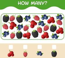 How many cartoon fruits. Counting game. Educational game for pre shool years kids and toddlers vector