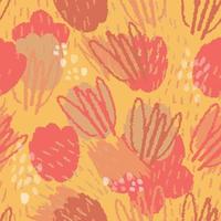 seamless mixed tulips flower pattern on yellow background vector