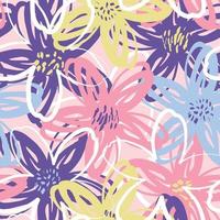 seamless cute paint hand draw flower pattern background vector