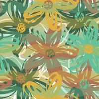 seamless paint hand draw flower with stripe pattern background vector