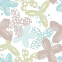 seamless doodle flowers and leafs pattern background , greeting card vector