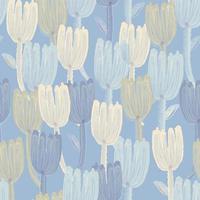 seamless cute hand draw flower pattern on blue background , greeting card vector