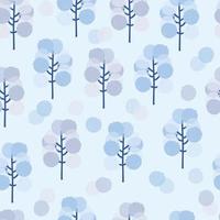 seamless doodle cute tree pattern background vector