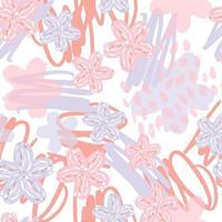 seamless doodle pink and violet hand draw flower pattern background vector