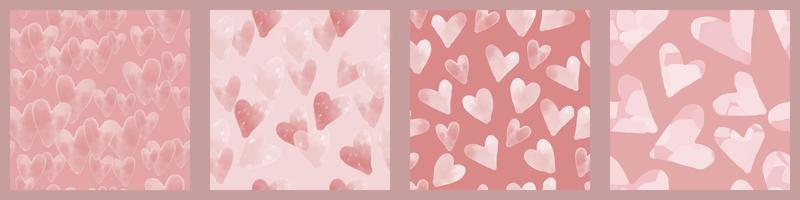 seamless mixed pink heart pattern background vector