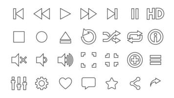 media player icon, player icon, symbol set, flat design best media player illustration vector