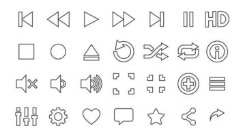 media player icon, player icon, symbol set, flat design best media player illustration vector