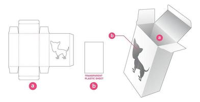box with dog window and transparent plastic sheet die cut template