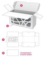 2 flips short box with abstract window and plastic sheet die cut template vector