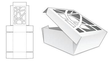 Caja de panadería plegada de 1 pieza con plantilla troquelada de ventana abstracta vector