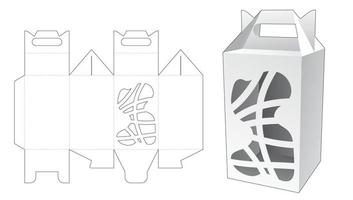 manejar caja de embalaje alta con plantilla troquelada de ventana abstracta vector