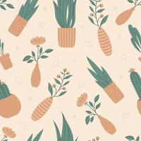 Plants on the pot seamless pattern background vector illustration