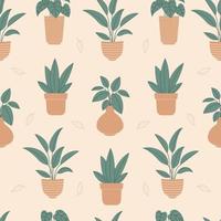 Plants on the pot seamless pattern background vector illustration