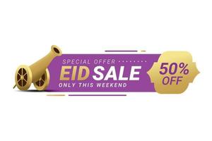 Eid sale label banner sticker badge template design promotion vector