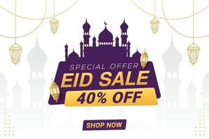 Eid sale label banner sticker badge template design promotion vector