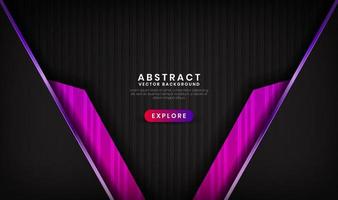 3D black purple luxury abstract background overlap layers on dark space with metallic lines effect decoration. Graphic design element future style concept for flyer, banner, brochure, or landing page vector