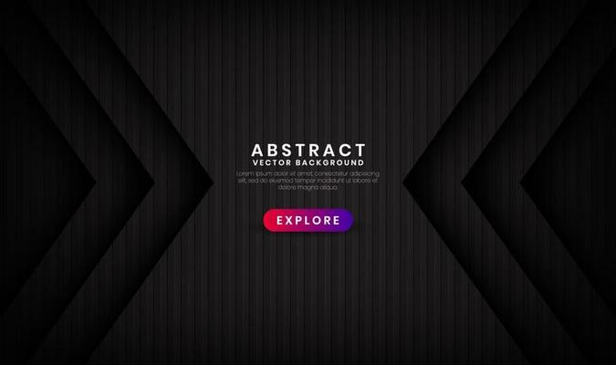 3D black luxury abstract background overlap layer on dark space with wood arrow textured effect decoration. Graphic design element future style concept for flyer, banner, brochure, or landing page