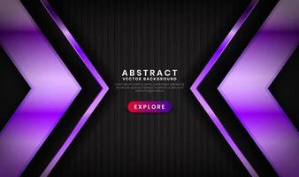 3D black purple luxury abstract background overlap layers on dark space with metallic lines effect decoration. Graphic design element future style concept for flyer, banner, brochure, or landing page vector