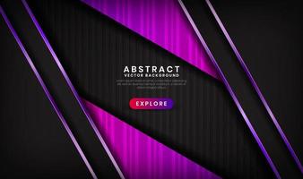 3D black purple luxury abstract background overlap layers on dark space with metallic lines effect decoration. Graphic design element future style concept for flyer, banner, brochure, or landing page vector