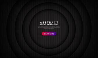 3D black luxury abstract background overlap layer on dark space with wood circle textured effect decoration. Graphic design element future style concept for flyer, banner, brochure, or landing page vector