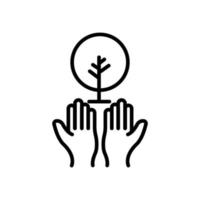 Tree icon with hand. suitable for forest symbol, park, garden. line icon style. simple design editable. Design template vector