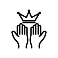 icono de la corona con la mano. adecuado para símbolo de poder, legitimidad, inmortalidad, gloria, prosperidad, gloria. estilo de icono de línea. diseño simple editable. vector de plantilla de diseño