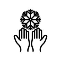 Snowflake icon with hand. suitable for winter symbol. line icon style. simple design editable. Design template vector