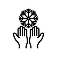 Snowflake icon with hand. suitable for winter symbol. line icon style. simple design editable. Design template vector