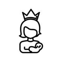 Mother icon holding child with crown. suitable for mother day symbol. line icon style. simple design editable. Design template vector