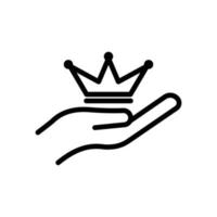 Crown icon with hand. suitable for power symbol, legitimacy, immortality, glory, prosperity, glory. line icon style. simple design editable. Design template vector