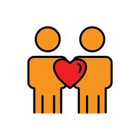 People lineal color icon with heart. the icon can be used for application icon, web icon, infographic. Design template vector