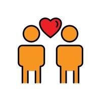 People lineal color icon with heart. the icon can be used for application icon, web icon, infographic. Design template vector