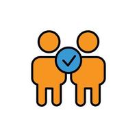 People lineal color icon with check. friendship. the icon can be used for application icon, web icon, infographic. Design template vector