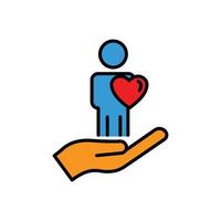 Hand lineal color icon with people and heart. friendship. the icon can be used for application icon, web icon, infographic. Design template vector