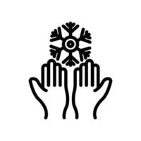 Snowflake icon with hand. suitable for winter symbol. line icon style. simple design editable. Design template vector