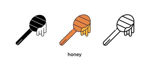 Honey icon design. Honey icon set in silhouette, colored and linear. Honey icon line vector illustration isolated on a clean background for your web mobile application logo design. Modern line.