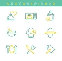 Modern cooking icon set. As part of the 9-piece kitchen. Creative kitchen utensils in modern line style for your web mobile app logo design. Pictogram isolated on a white background. Editable line. vector