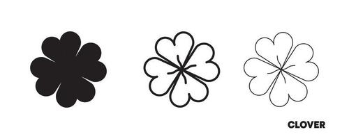 Clover icon design. Happy St. Patrick's day. Editable icon illustration and silhouette design. Vector illustration isolated on white background.