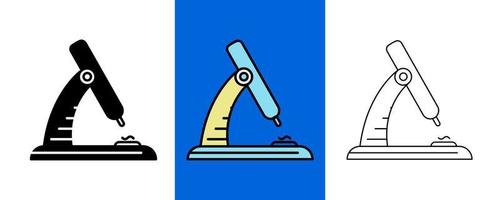 Chemistry icon set viewed through a microscope. Silhouette, colored and linear icon set. Chemistry lab line icons. Chemical formula, Microscope and Medical analysis. Editable line. vector