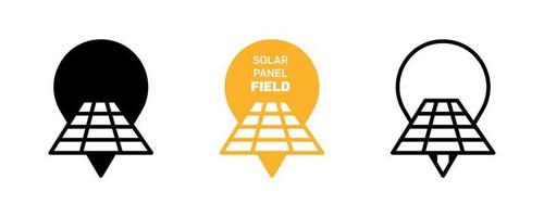 Solar panel location icon design logo. Silhouette, colorful and linear solar panel icon set. Creative location icon for your web mobile application logo design. Line vector illustration.