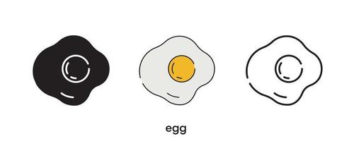 Egg icon design. Egg icon set in silhouette, colored and linear. Omelet egg icon line vector illustration isolated on a clean background for your web mobile application logo design. Modern line.