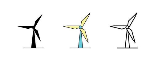 diseño de aerogeneradores. icono de aerogenerador en silueta, colorido y lineal. ilustración vectorial de turbina eólica aislada en un fondo limpio para el diseño del logotipo de su aplicación móvil web. caligrafía. vector