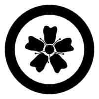 Flower Sakura icon black color in circle round vector