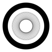 Spirograph abstract element Circle shape Concentric pattern Fractal graphic icon in circle round black color vector illustration flat style image