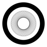 Spirograph abstract element Circle shape Concentric pattern Fractal graphic icon in circle round black color vector illustration flat style image