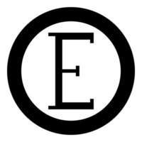 Epsilon greek symbol capital letter uppercase font icon in circle round black color vector illustration flat style image