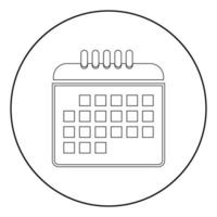 Calendar the black color icon in circle or round vector