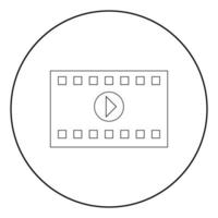 A frame from a movie the black color icon in circle or round vector