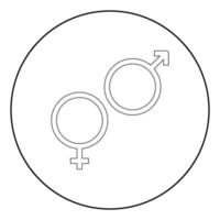 Venus and Mars symbol the black color icon in circle or round vector